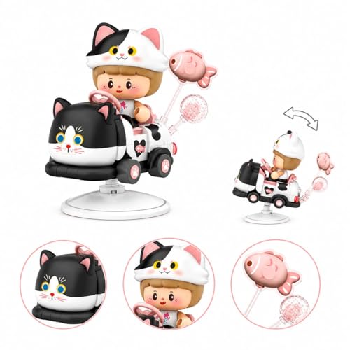 Dify Lucky Cat Rocking Ride Building Blocks Set 190+ Pcs | Cute Cartoon Kitty Scooter Model | Creative Display Toy for Teens, Adults & Collectors