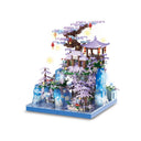 Dify Cherry Blossom Tree House Micro Building Blocks Set – 2500+ Pieces Peach Blossom Pond Architecture Kit with LED Lights, Fairy Pavilion Model Gift for Adults & Kids