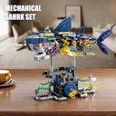 Dify Mechanical Shark Building Blocks Set (687+ PCS) | Complex for Ages 14+ | Rotatable Sea Animal Model with Display Stand | STEM Construction Toy