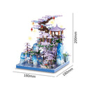 Dify Cherry Blossom Tree House Micro Building Blocks Set – 2500+ Pieces Peach Blossom Pond Architecture Kit with LED Lights, Fairy Pavilion Model Gift for Adults & Kids