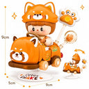 Dify Red Panda Rocking Ride Building Blocks Set 190+ Pcs | Cute Cartoon Animal Scooter Model | Creative Display Toy for Kids & Collectors