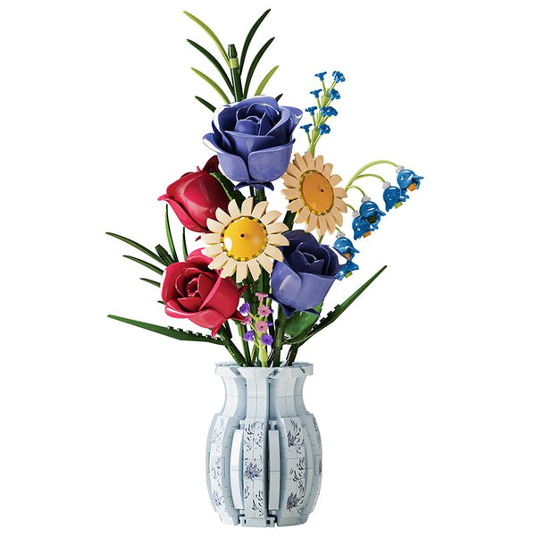 Dify Bunch of Flowers Building Blocks Set (787+ PCS) | Artificial Flower Bouquet DIY Model Kit | Decorative Blocks for Home & Office Décor| LED Lights