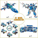 Dify 51-in-1 Police Robot Building Block Set, 700 PCS City Police Vehicle, Fighter Plane & Command Center Construction Kit, STEM Toy for Kids Ages 10+,