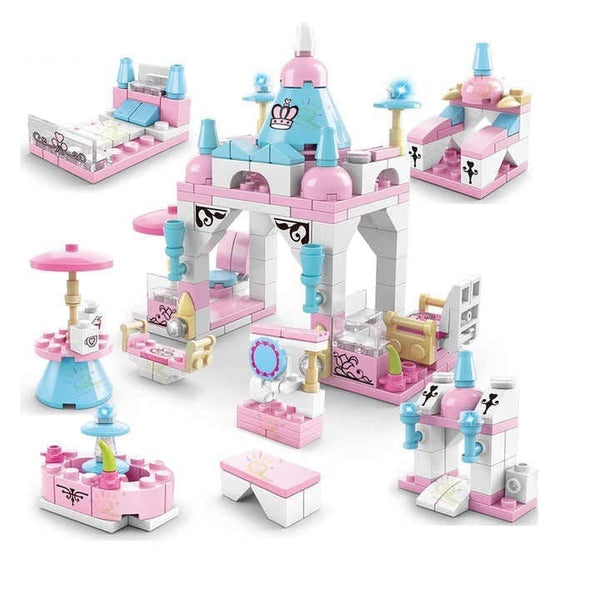 Dify 6-in-1 Mini Castle Building Block Set, 131 PCS Creative Castle Construction Toy, Educational STEM Building Kit for Kids 3+,