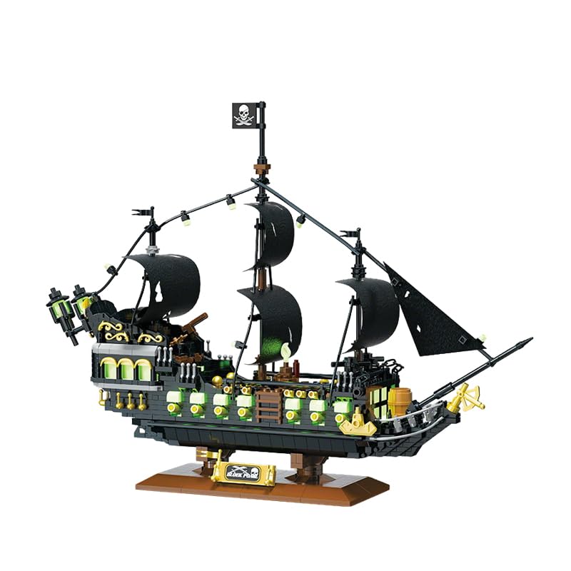 Dify Skeleton Pirate Ship Building Block Set (1576+ Pieces) – Detailed Ghost Pirate Ship Model Kit, Collectible Desktop Display, Creative Construction Toy & Gift for Adults and Teens