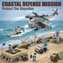 Dify 6-in-1 Naval Forces Building Block Set, 159 PCS Military Navy Vehicle Construction Kit with Helicopter, Submarine, Patrol Boat & Cannon, STEM Toy for Kids,