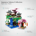 Dify Sakura Collection Building Blocks Combo Bundle [2705 + 164 Pcs] | Cherry Blossom Tree & Bonsai Garden Set with LED Lights | Japanese Architecture Décor Kit