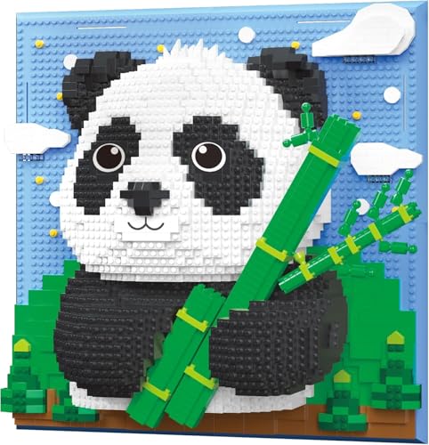 Dify Panda Wall Art Building Blocks Set (2064+ PCS) | 3D Wildlife Mosaic Display Model | Home & Office Wall Décor Complex for Ages 14+