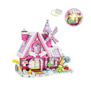 Dify Pink Candy House Building Block Set with Windmill, 614+ PCS Dream Candy Shop Toy, Mini Brick Display Model Kit for Girls, Creative Gift for Kids & Adults