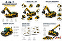 Dify 8-in-1 Construction Truck Building Blocks Set (655+ PCS) | Transforming Heavy Duty Vehicles Kit | STEM Engineering Toy for Kids & Teens | Rebuild Play Set