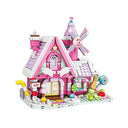 Dify Pink Candy House Building Block Set with Windmill, 614+ PCS Dream Candy Shop Toy, Mini Brick Display Model Kit for Girls, Creative Gift for Kids & Adults
