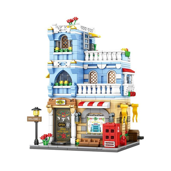 Dify Hotel Street Scene Building Blocks Set – 713+ Pieces City Architecture Model, Creative DIY Assembly ABS Bricks, Educational Construction Toy for Kids Ages 6+, Christmas Gift