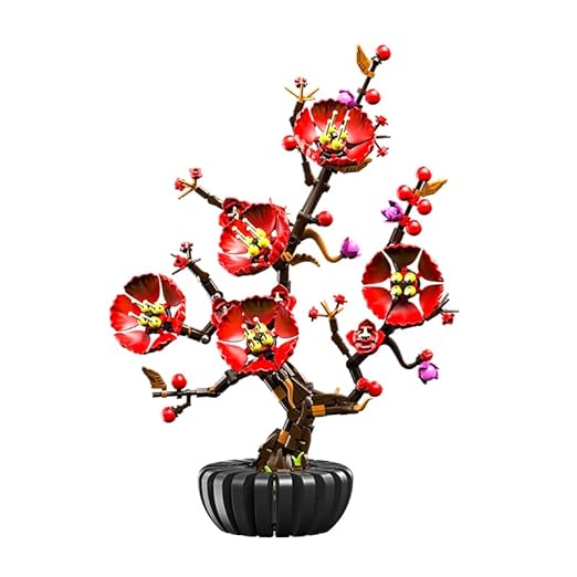 Dify Plum Blossom Building Blocks Set (599+ PCS) | Artificial Flower DIY Model Kit | Decorative Floral Blocks for Home & Office Décor