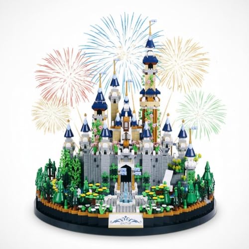 Dify Pink Flower Princess Castle Building Blocks Set (4500+ PCS) | Floral Palace Micro Blocks Model Kit Complex for Ages 14+ | LED Lights