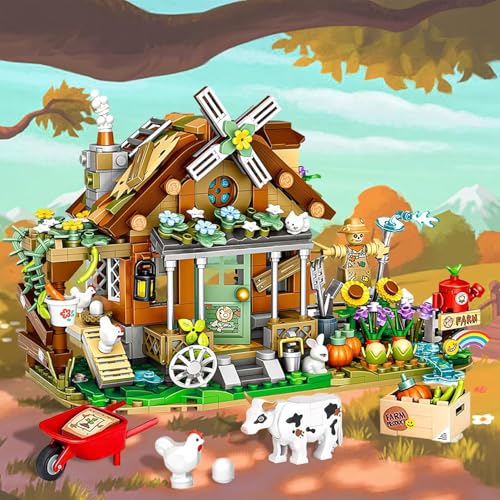 Dify Farm House Building Blocks Set (899+ PCS) | Countryside Architecture Model Kit | Creative Village House Display Décor for Teens & Adults