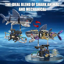 Dify Mechanical Shark Building Blocks Set (687+ PCS) | Complex for Ages 14+ | Rotatable Sea Animal Model with Display Stand | STEM Construction Toy