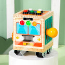 Dify || Montessori LED Busy Activity Wooden Cube || Bus Design || 3 Brainstorming Games || Educational Wooden Toy for Kids