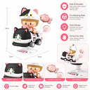 Dify Lucky Cat Rocking Ride Building Blocks Set 190+ Pcs | Cute Cartoon Kitty Scooter Model | Creative Display Toy for Kids & Collectors