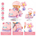 Dify Pink Bear Rocking Ride Building Blocks Set 189+ Pcs | Cute Cartoon Animal Scooter Model | Creative Display Toy for Kids & Collectors