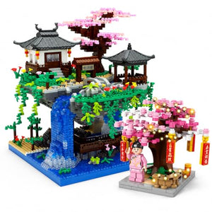 Dify Sakura Collection Building Blocks Combo Bundle [2705 + 164 Pcs] | Cherry Blossom Tree & Bonsai Garden Set with LED Lights | Japanese Architecture Décor Kit