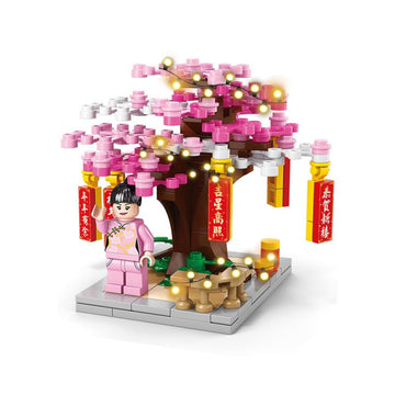 Dify Cherry Blossom Tree Building Block Set – 164 Pcs Miniature Sakura Scene Kit with Girl Figure, Home Decor Toy for Ages 6+, Compatible with Major Brands | 5 Year Structural Warranty