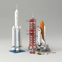 Dify || 2 in 1 Space Rocket & Falcon Heavy Rocket Building Blocks Set || 1000+ Pcs || 6-in-1 STEAM Aerospace Kit || 79 Pcs || Compatible Bricks