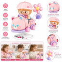 Dify Pink Bear Rocking Ride Building Blocks Set 189+ Pcs | Cute Cartoon Animal Scooter Model | Creative Display Toy for Kids & Collectors
