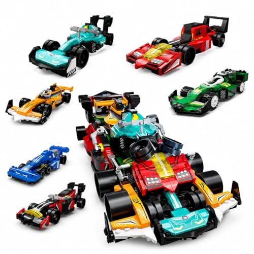 Dify 6-in-1 F1 Racing Car Building Blocks Set (700+ PCS) | Transforming Formula Race Car Models Construction Kit | STEM Educational Toy for Kids & Teens