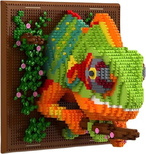 Dify Chameleon Wall Art Building Blocks Set (2691+ PCS) | Complex for Ages 14+ | 3D Reptile Mosaic Display Model | Home & Office Wall Décor