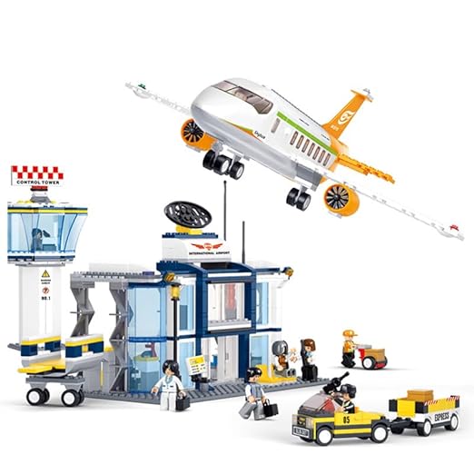Dify Large International Airport Building Blocks Set (678+ PCS) | Airport Playset with Airplane, Vehicles & Accessories | STEM Construction Toy for Kids 6+