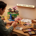 Dify Sakura Collection Building Blocks Combo Bundle [2705 + 164 Pcs] | Cherry Blossom Tree & Bonsai Garden Set with LED Lights | Japanese Architecture Décor Kit