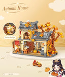 Dify Autumn Sun Cabin Building Blocks Set (962+ PCS) | LED Light Countryside Cottage Architecture Model Kit | Creative Display Décor for Teens & Adults