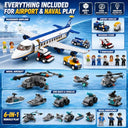 Dify Airport Adventure & Naval Forces Building Block Combo Set, 622+ PCS Passenger Airplane, Airport Playset & 6-in-1 Naval Forces Construction Kit,