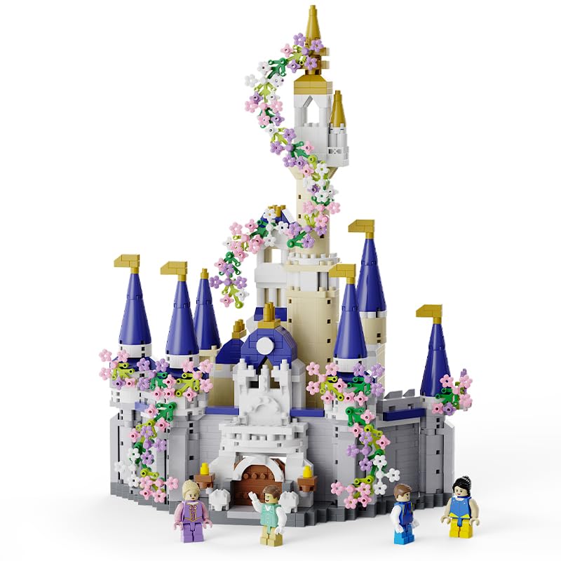Dify Pink Princess Castle Building Blocks Set, 1477 PCS STEM Building Toys for Girls Ages 6-12, Creative Castle and Carriage Playset, 6 Months Construction Warranty