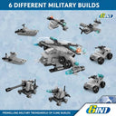 Dify 6-in-1 Naval Forces Building Block Set, 159 PCS Military Navy Vehicle Construction Kit with Helicopter, Submarine, Patrol Boat & Cannon, STEM Toy for Kids,