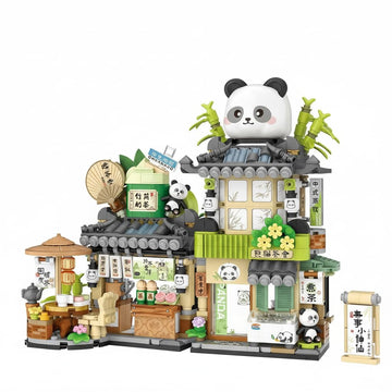 Dify Japanese Tea Shop Mini Building Bricks Set (860PCS) – Street View Panda Café Architecture Model | 5 Year Structural Warranty