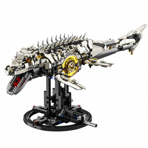 Dify Mechanical Mosasaurus Building Block Set, 1413+ PCS Ocean Dinosaur Model with LED Light, Movable Linkage Gears & Display Stand, STEM Gift for Adults, 5 Year Structural Warranty