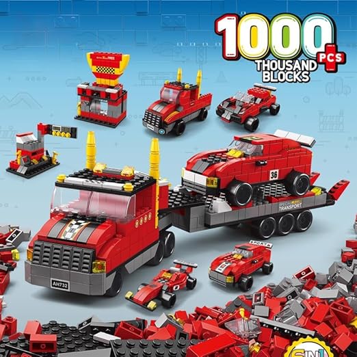 Dify 6-in-1 Truck Building Block Set (1000+ Pieces) | STEAM Construction Vehicle Kit for Kids | Build Transport Trucks, Loaders & Heavy Duty Vehicles