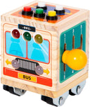 Dify || Montessori LED Busy Activity Wooden Cube || Bus Design || 3 Brainstorming Games || Educational Wooden Toy for Kids