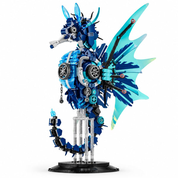 Dify Mechanical Seahorse Building Set, 1003 Pcs Sea Animal Model with Display Stand and Movable Design
