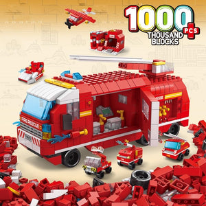 Dify 6-in-1 Fire Truck Building Block Set Toys | STEAM Kit for Kids | Build Fire Engines, Rescue Vehicles & More (1000+ Pcs) | Birthday Gift for Boys & Girls