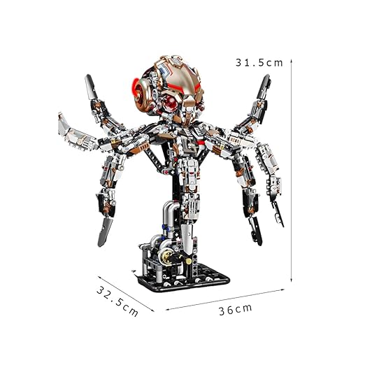 Dify Mechanical Octopus Building Set – 1900+ PCS Light-Up Sea Animal Model, Powered & Manual Control STEM Construction Kit, Compatible Bricks Collectible Gift for Adults & Teens
