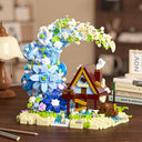 Dify Crescent Moon Cabin Building Set, 1622+ Pcs Moon Cabin Micro Blocks Model Kit with Night Scene Detail, Creative Display Décor for Teens & Adults