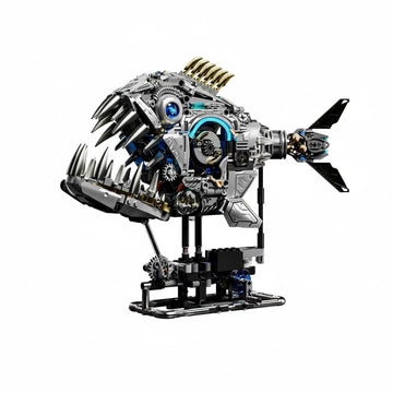 Dify Mechanical Piranha Building Block Kit, 1085+ PCS Hand-Crank Gear Driven Motion Model, Multi-Joint Mechanical Fish STEM Construction Set for Teens & Adults, 5-Year Structural Warranty
