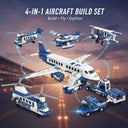 Dify 4-in-1 Airplane Building Block Set, 936+ PCS Multi-Model Aircraft Kit with Passenger Plane, Cargo Plane & Airport Vehicles, STEM Construction Toy