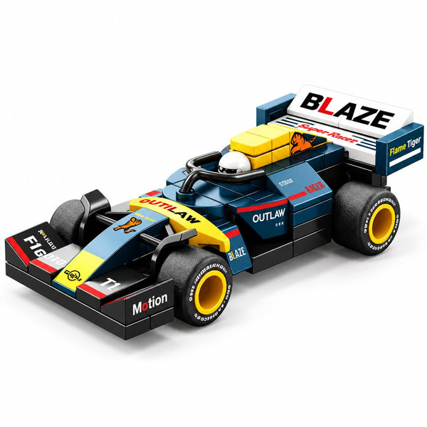 Dify F1 Racing Car Building Blocks Set, 74 PCS Navy & Yellow Formula Race Car Model Kit, STEM Building Toy for Kids, Teens & Adults | 5 Year Structural Warranty