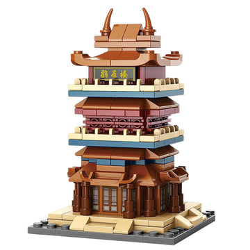 Dify Guanque Tower Building Blocks Set, 146 Pcs Ocean Chinese Architecture Series, Compatible with Major Brick Brands, 5 Year Structural Warranty