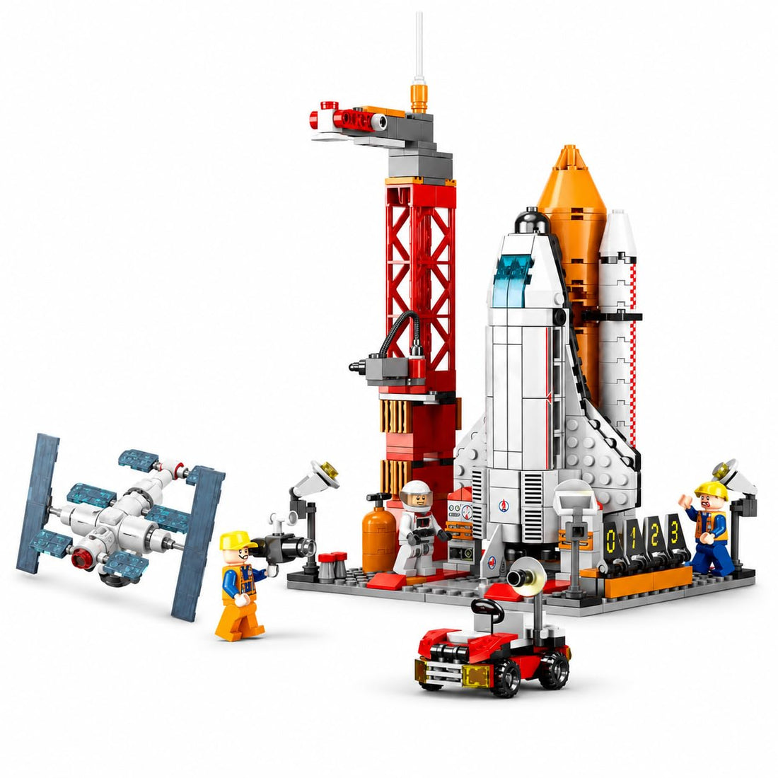 Dify 8861 Space Ship Rocket & Launcher + Interstellar Space Station 96 PCS Combo, STEAM Aerospace Building Kit, 5-Year Structural Warranty