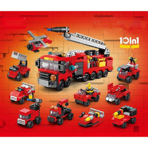Dify || 10 in-1 Fire Truck Building Block Set || 323 Pcs || Emergency Rescue Vehicles Construction Kit for Kids Ages 6+