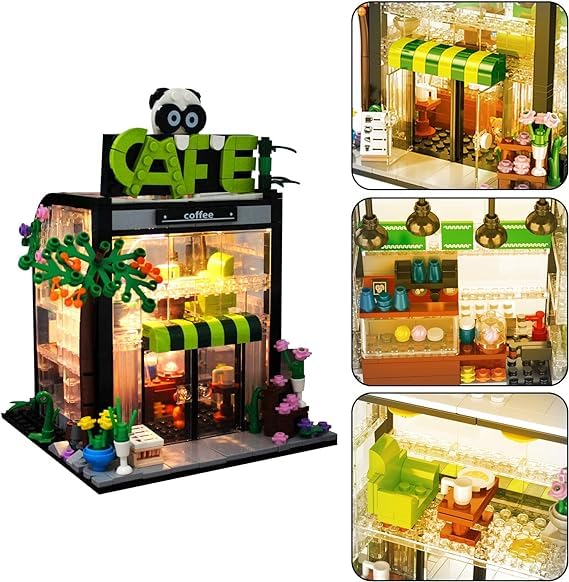 Dify Coffee Shop Building Block Set for Kids with LED Lights House Kit Gift on Birthday, Children's Day, or Special Occasion for Boys and Girls || 589+ Pcs